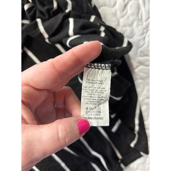 Annabelle Black White Striped Flowy Fit & Flare Long Sleeve Dress size medium - Picture 5 of 8